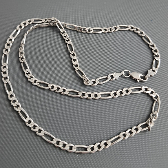 20" Length 925 Sterling Silver Figaro Chain Men's Necklace, - Picture 3 of 11